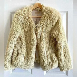 MOTHER Madre Mere Mutter Madre boxy faux fur‎ jacket US XS cream